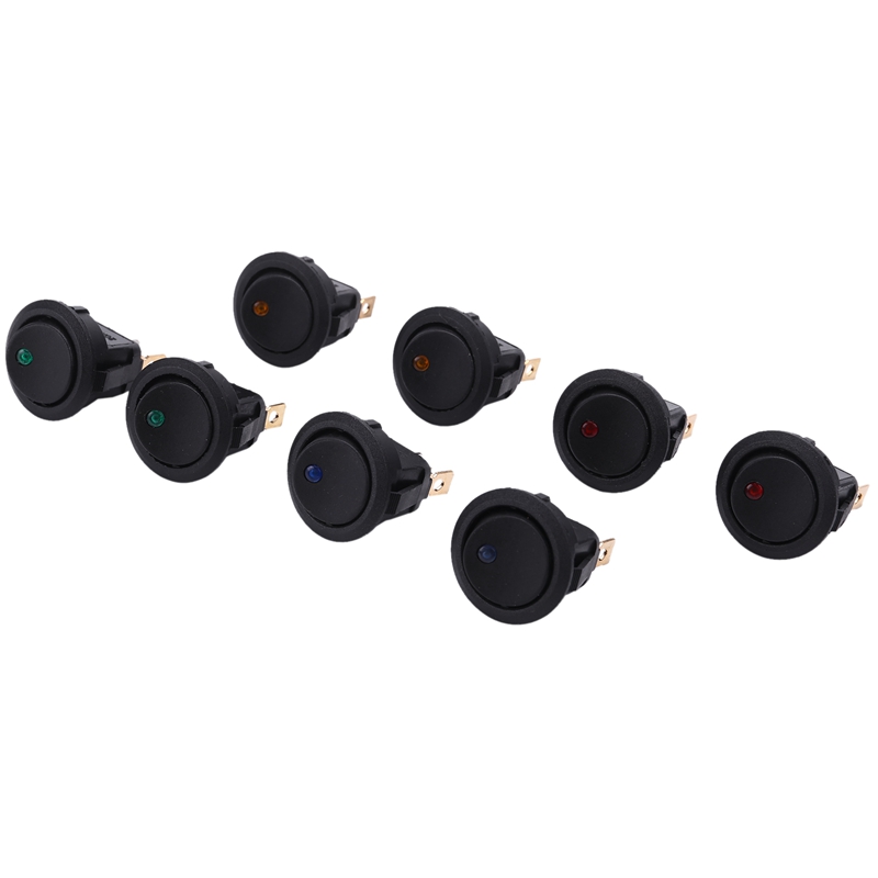 (TOVS) 8PCS LED Dot Light 12V Car Auto Boat Round Rocker ON/OFF TOGGLE SPST SWITCH