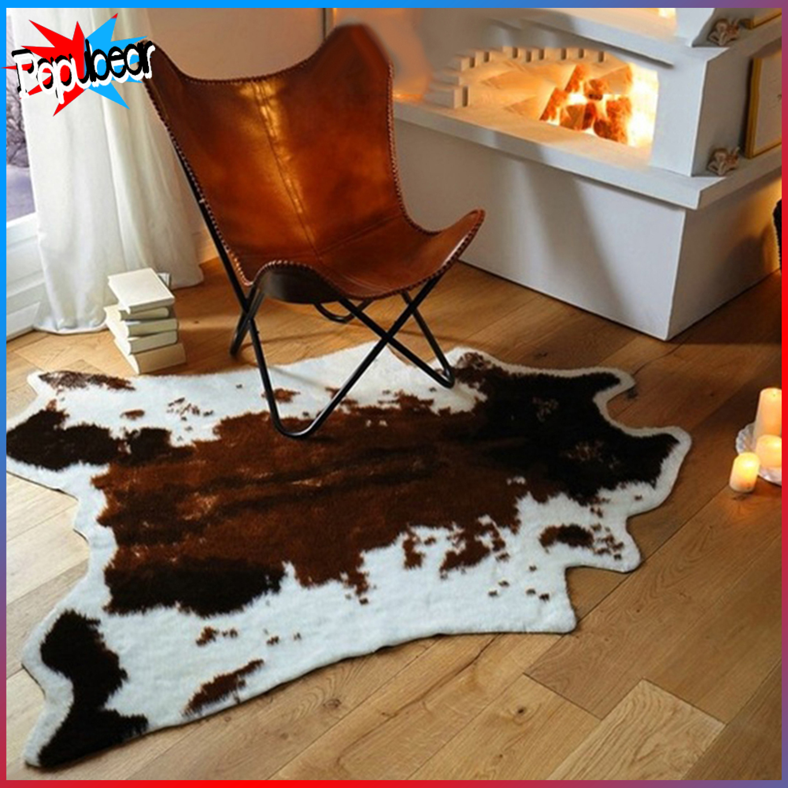 Doorway Mat Anti-Slip Cow Animal Print Acrylic Fibers Decorative Door Rug for Living Room ราคา 1,393 บาท*ส่งฟรี