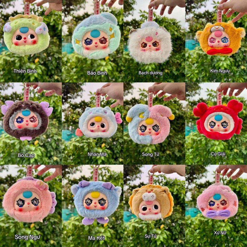 Baby three 12 cung hoàng đạo BB3 túi mù blindbox móc khóa gấu bông cute hộp ngẫu nhiên mở ra SECRET 