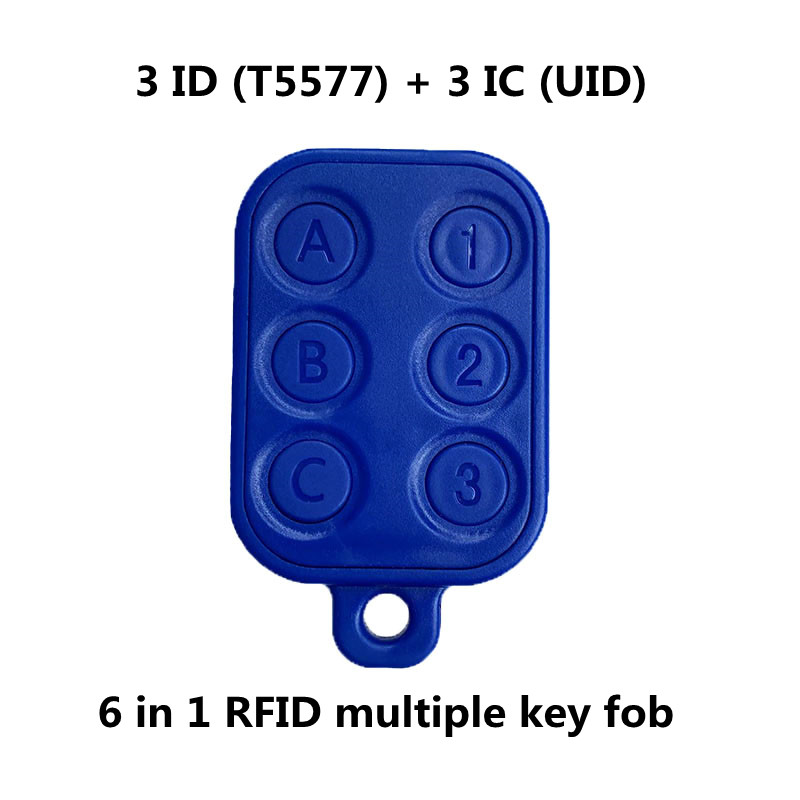 【Be worth】 1pcs/lot Multiple Keyfob 6 In 1 125khz T5577 Em Id Writable Ic 13.56mhz 1k S50 Uid Changeable Key