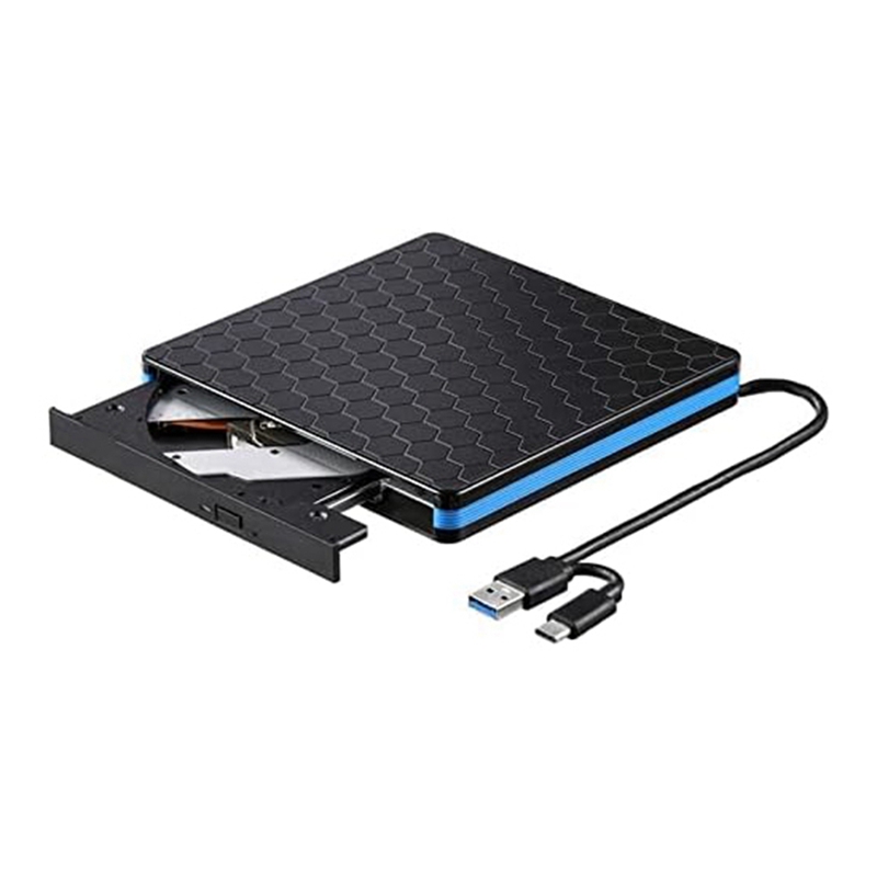 (UHKQ) DVD Player External Optical Drive Type-C USB 3.0 2-In-1 CD/DVD Writer Card Reader RW Drive External Optical Drive Player Computer Recorder 1Set