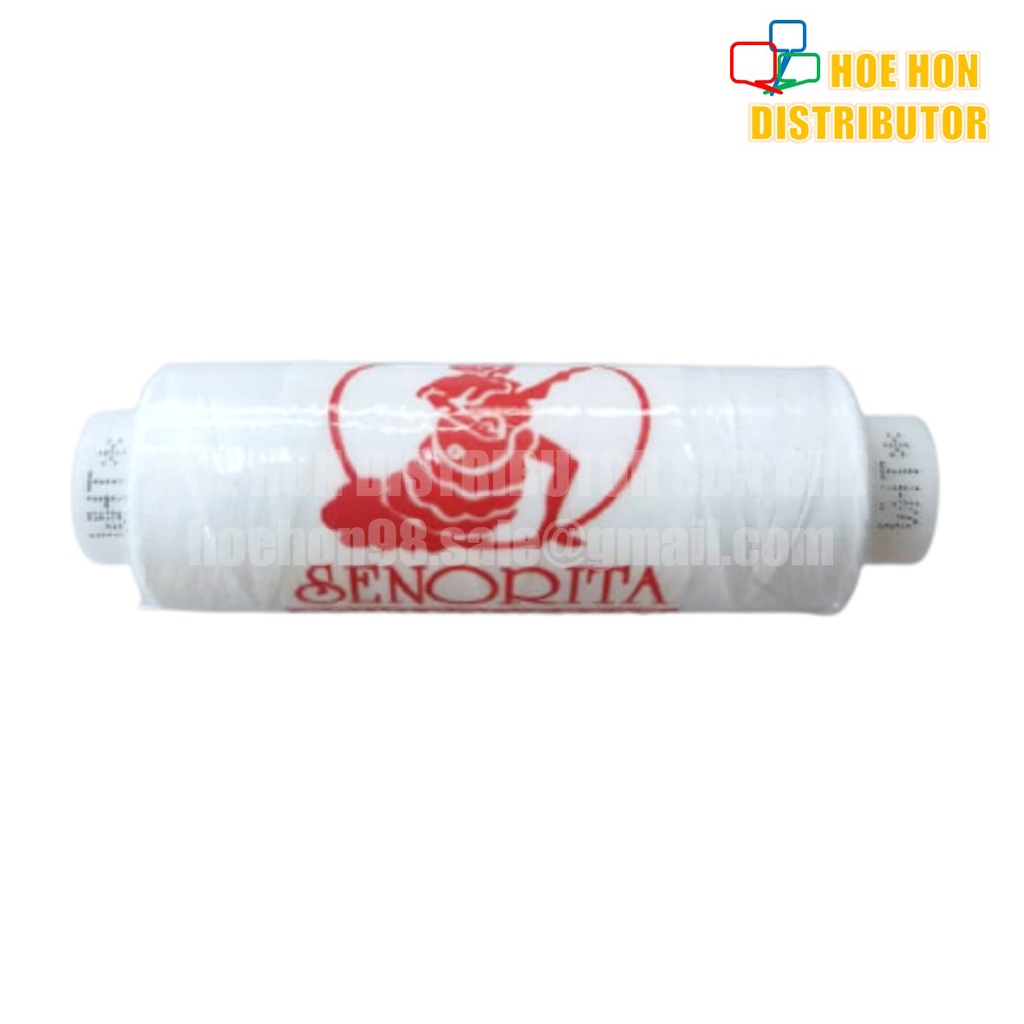 Senorita 100% Spun Polyester Sewing Thread Benang Kerbau Kuat Jahit 250m Black White