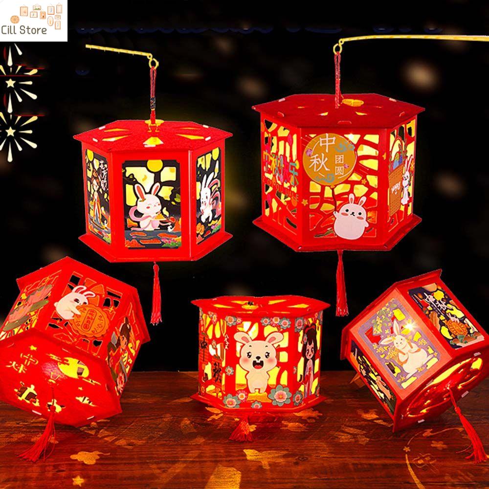 Lồng đèn trung thu long den trung thu cho bé lồng den trung thu CILL Handmade Chiếu Bóng Với Tua Đảng Trang Trí Mô hình thỏ Xách tay Trẻ em của Đồ Chơi Trung Quốc Đèn Lồng Trung Thu Đèn Lễ Hội Quà Tặng Giấy Đèn Lồng