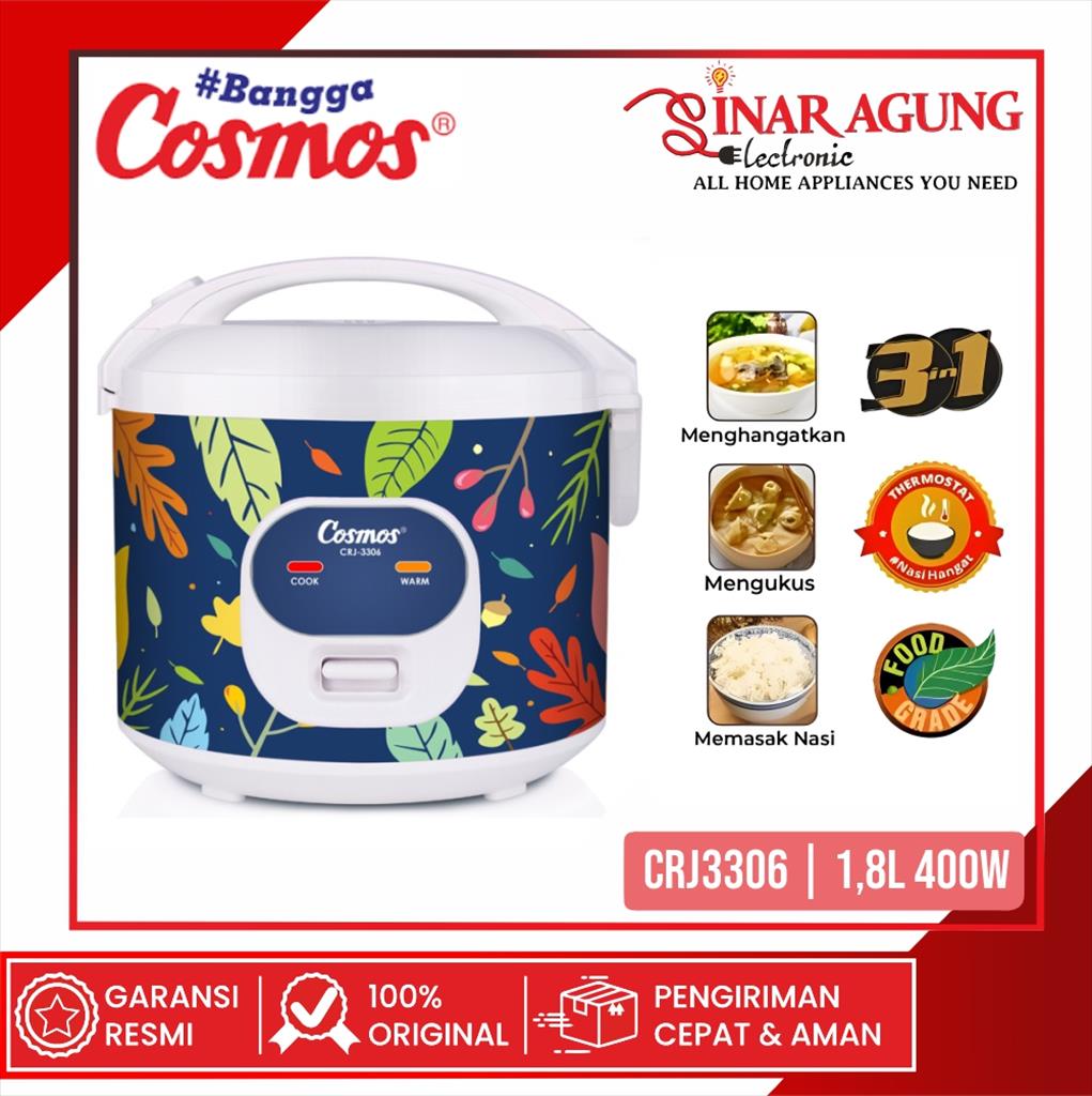 COSMOS CRJ3306 / CRJ-3306 RICE COOKER 1.8 LITER - GARANSI RESMI Harga 261,000 rupiah*Gratis Ongkir