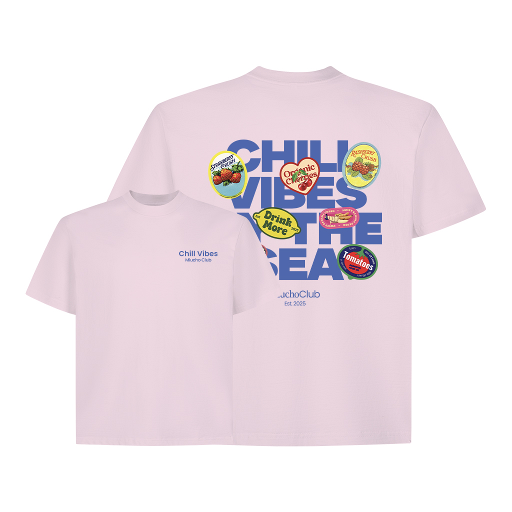 Áo thun boxy chill vibes 2104 Miucho cổ tròn vải cotton 2c 250gsm đứng form in mix