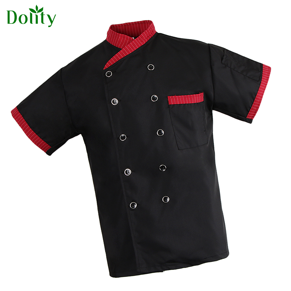 Dolity Unisex Stripe Chef Jacket Short Sleeve restaurant house kitchen