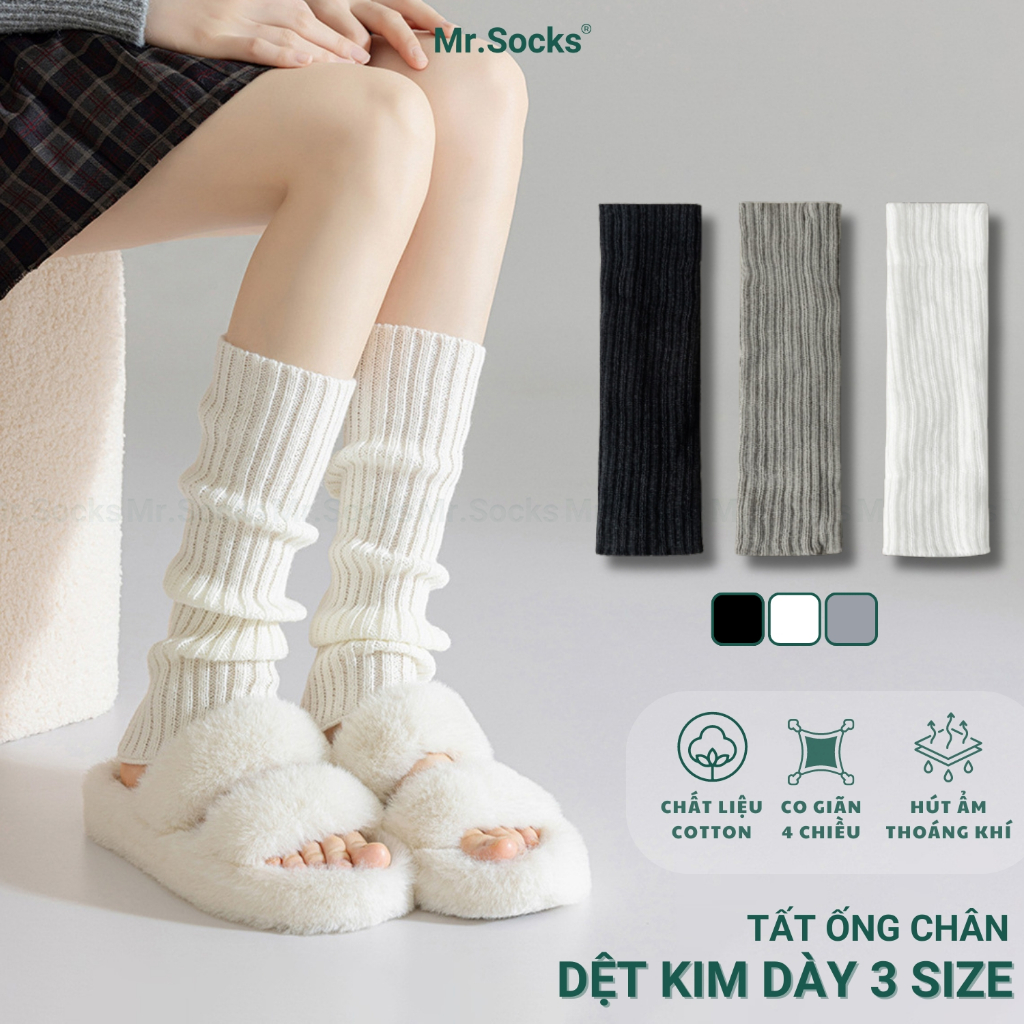  Tất ống chân dệt kim Mr.Socks phong cách lolita cao cấp vớ cổ cao y2k chất liệu sợi poly mềm mịn hút ẩm thoáng khí chân - AJ-2501-1DOI 