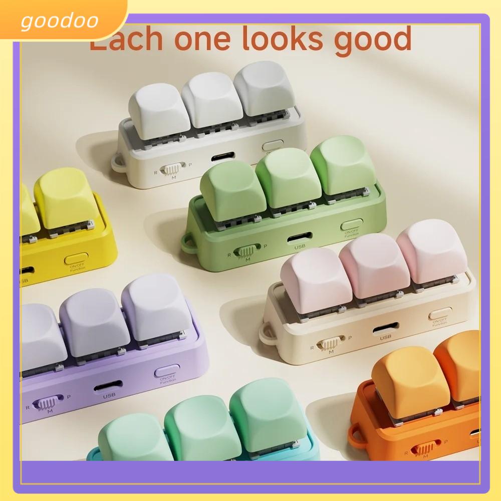 GOODOO Đa chức năng Bộ lật trang bàn phím Di động 3 phím Điều khiển từ xa trang Bluetooth  Phổ quát Bàn phím chuyển trang sách điện tử Để lật trang PPT PDF video ngắn