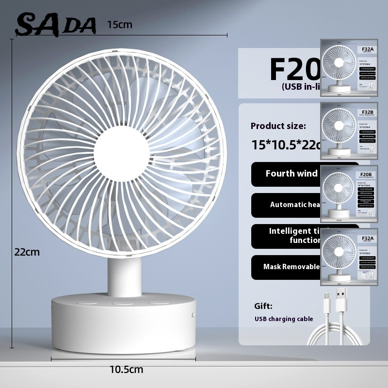 Quạt để bàn nhỏ gọn SADA với pin 3600mAh, tốc độ có thể điều chỉnh và chức năng Thiết bị bấm giờ thông minh-Lý tưởng để làm mát mùa hè