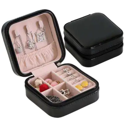 pu single-layer portable jewelry storage small jewelry box simple creative earrings earrings ring jewelry storage box