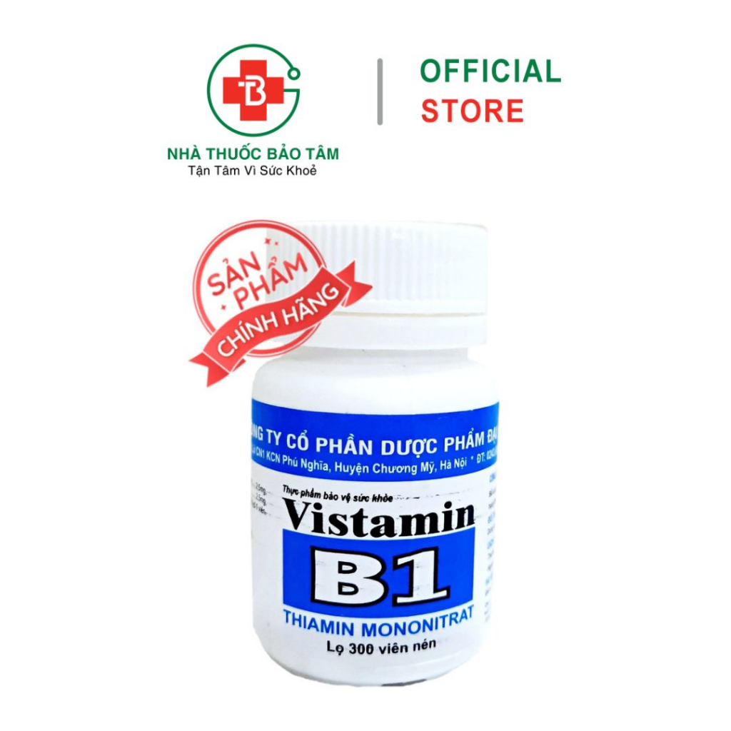 Vitamin B1 Đại Uy (lọ 300 viên nén) ăn ngủ ngon, làm đẹp, đắp mặt, dưỡng trắng , gội đầu kích mọc tóc