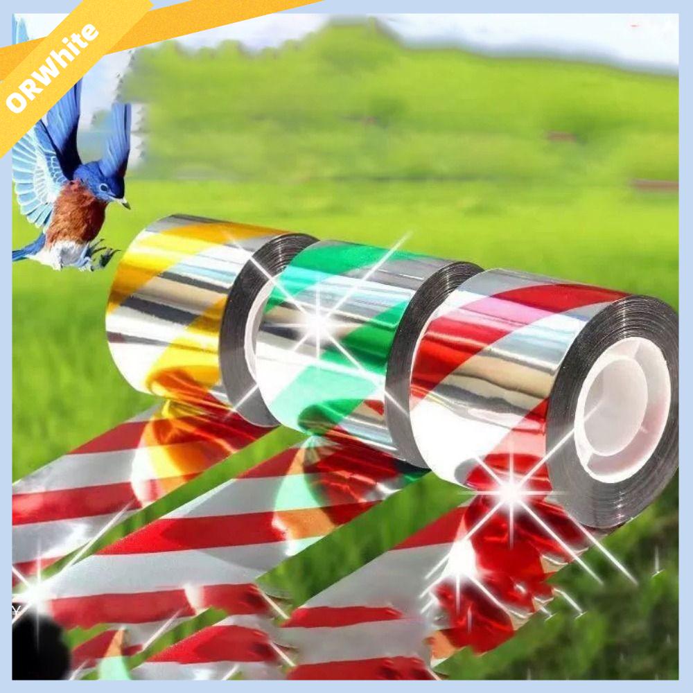 ORWHITE SHOP 50M/100M/300M Phản quang hai  Ruộng băng chống chim Đa năng Không có keo dán Băng chống chim Thực tế Đèn treo nhấp nháy Băng dính xua đuổi chim Động vật nhỏ
