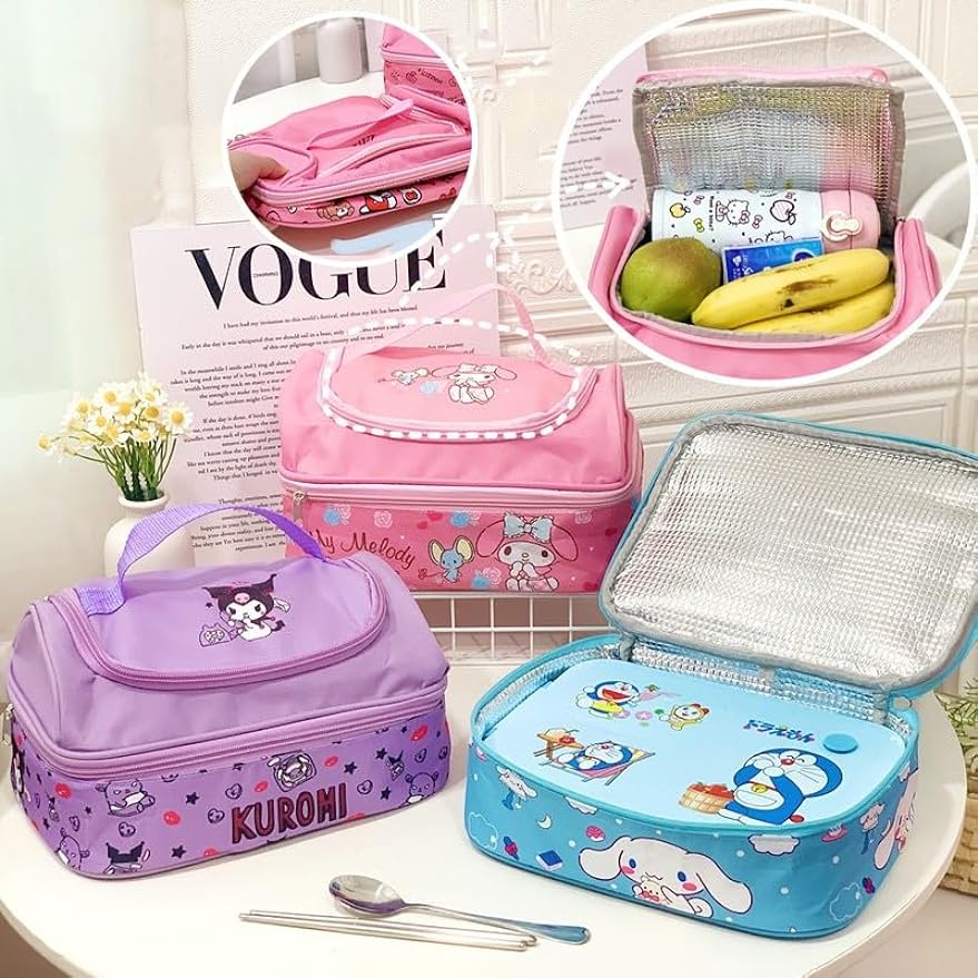 Anime Kuromi Lunch Bag for Man Woman Leakproof Lunch Box Large Compartment Lunch Container Tote for Work Travel Purple