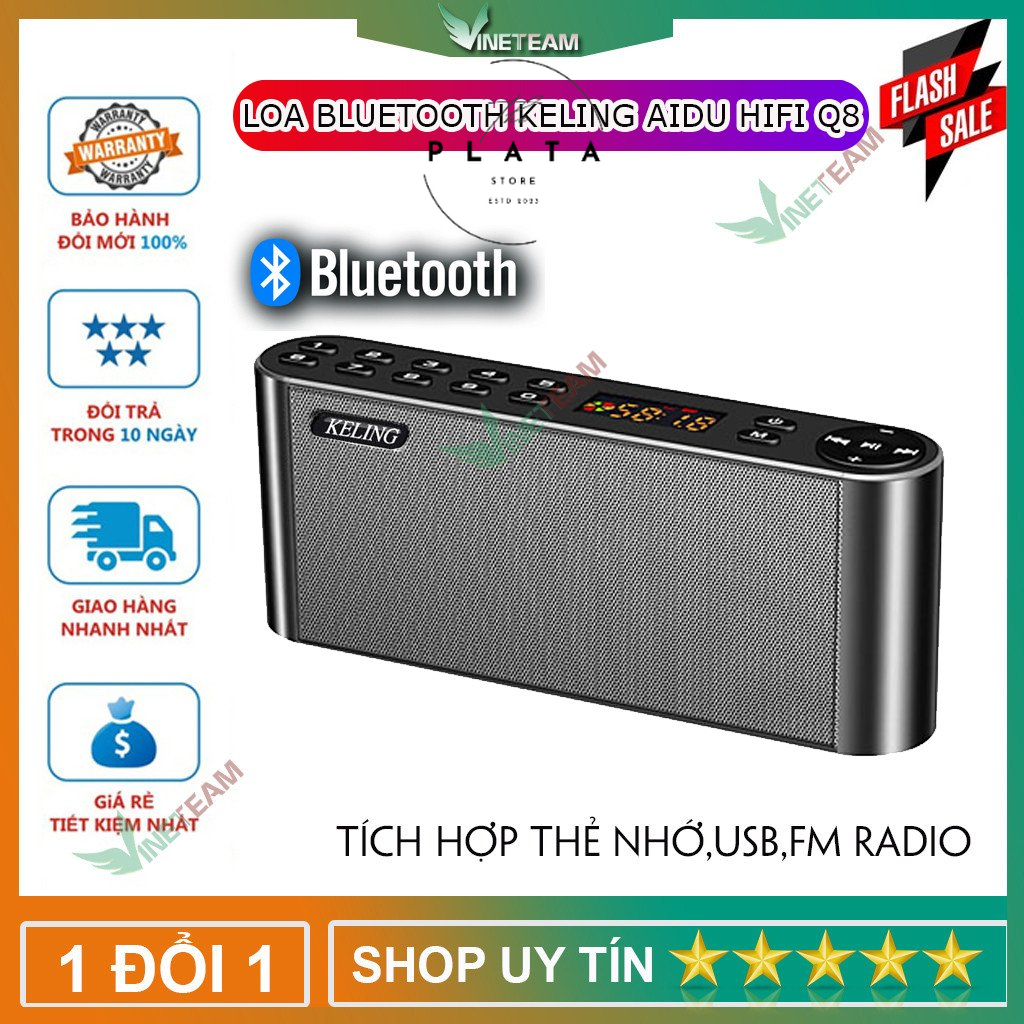 Loa Nghe Nhạc Bluetooth Keling AIDU Hifi Q8 Cao Cấp (Vàng) Phiên Bản Quốc Tế