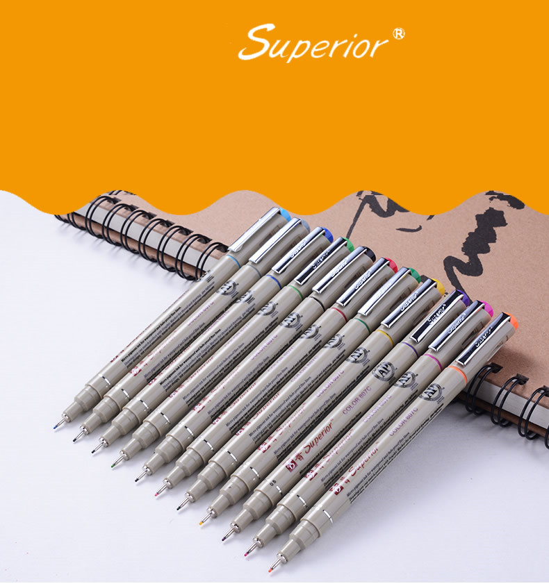 12 Colour Sketch Micron pen 0.5 mm Superior needle drawing pen Fine liner  Pigma Drawing Manga