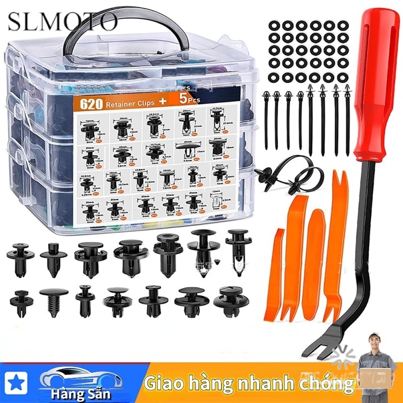 [Vít Nhựa] Vít Nhựa Ô Tô, Cản Xe 750 Chiếc Đinh Tán Nhựa Cố Định, Kẹp Nhựa Ô Tô hộp Chốt Đẩy Nhựa Thân Xe , phụ kiện khóa xe, kẹp cản xuyên đinh, khóa chắn bùn