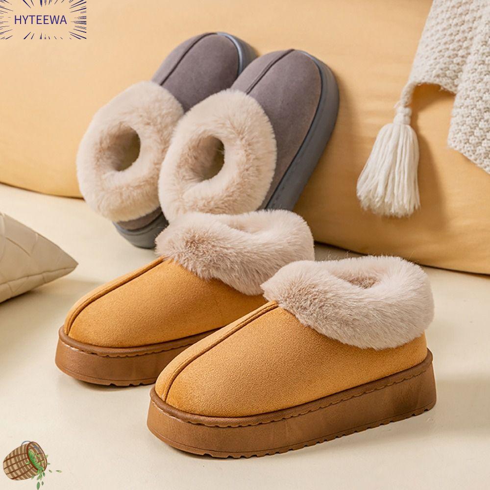 HYTEEWA Đồ nhồi bông Giày tuyết Lông thú giả Mềm mại Đôi dép mềm  Đáy dày Giày nữ Mùa đông