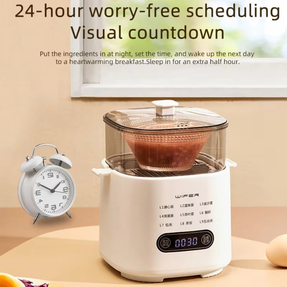 TU3Y Công suất 300W Nồi luộc trứng điện 2 lớp Chức năng 9 trong 1 Nồi luộc trứng tự động Tính năng hẹn giờ Máy ăn sáng