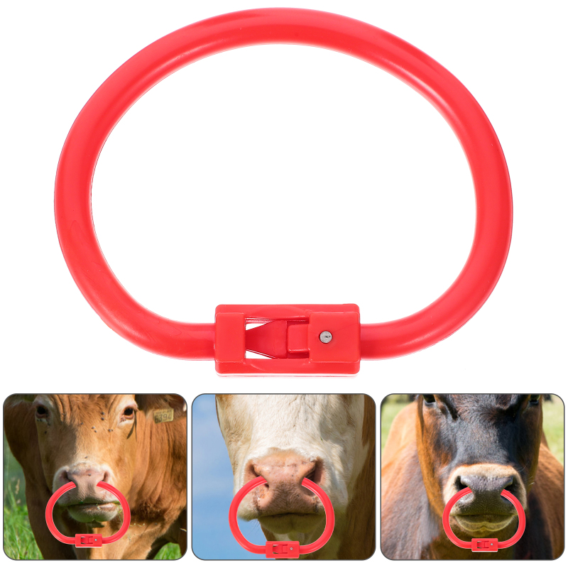 Zecetim Nose Ring Bull Rings for Cattle Plastic Calf Weaning Clamp Livestock Cow Traction Circle Perforation