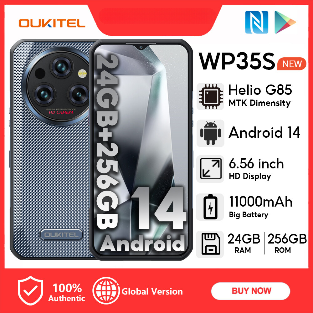 【Official shop】OUKITEL WP35S Android 14 24GB+256GB Mobiles 6.6” FHD+ 2.4K 60HZ Screen 48MP+8MP Night Vision NFC Face ID Handphone ราคา 5,600 บาท*ส่งฟรี