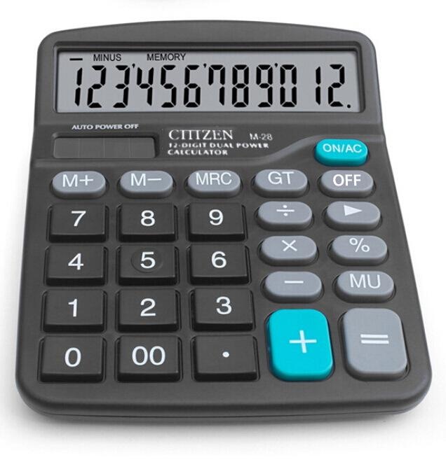 Large 12-Digit Solar/Battery Calculator - Multi-functional, Big Button
