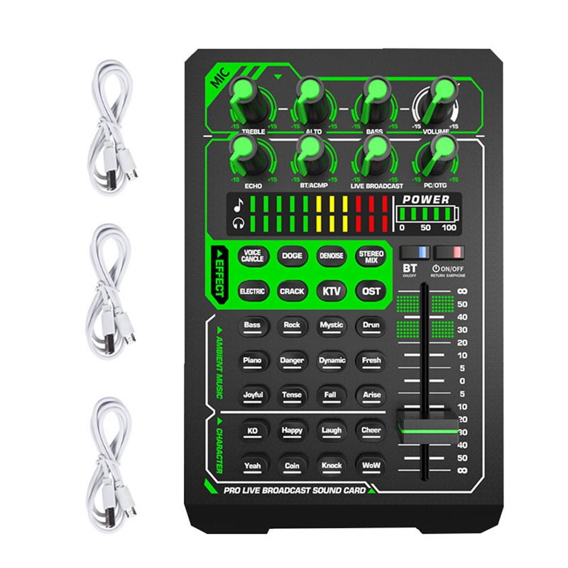 Sound Card Live Sound Card Live Recording Sound Card Bluetooth Microphone Mixer Voice Changer Outdoor Live Streaming Mixer