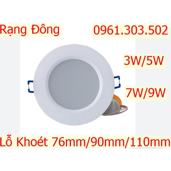   Rạng Đông  Đèn led panel âm trần siêu sáng downlight lỗ khoét 76mm 90mm 110mm công suất 3W 5W 7W 9W 