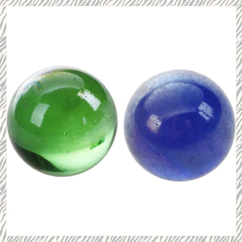 (HMXQ) 20 Pcs Marbles 16mm Glass Marbles Knicker Glass Balls Decoration Color Nuggets Toy Green + Dark Blue Set