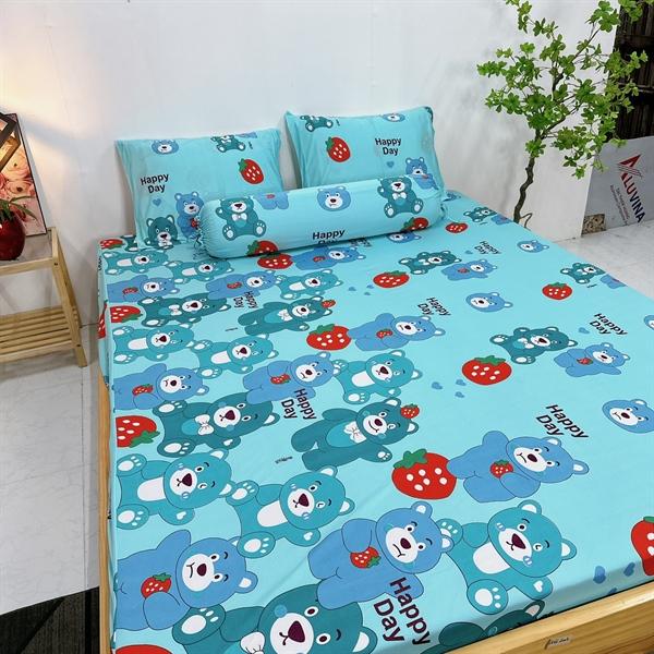 Bộ ga gối thun lạnh mẫu GẤU DÂU đủ kích cỡ may theo yêu cầu - ga gối thun lạnh/ chăn ga gối Minh Anh