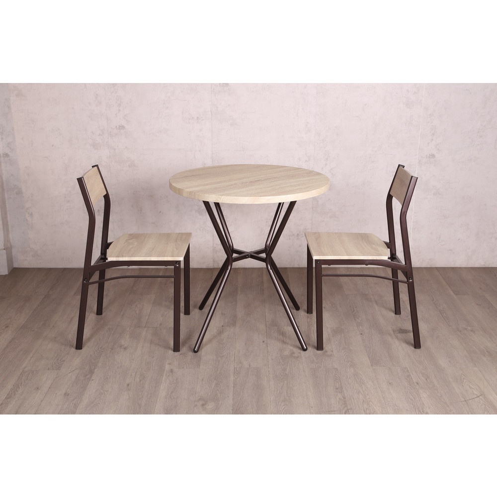 Meymey_Mall Delicato ชุดโต๊ะอาหาร 2 ที่นั่ง รุ่น B01062A โต๊ะ:75X75ซม. เก้าอี้:42X42X81ซม. สีน้ำตาลอ่อน ถูกจริง ราคา 2,388 บาท*ส่งฟรี