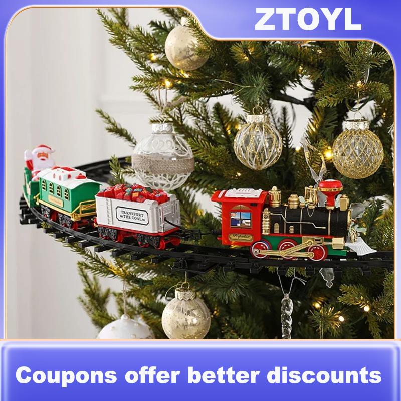 【ZTOYL】 ชุดรถไฟรางไอน้ำไฟฟ้าสำหรับเด็กชุดไฟคริสต์มาสของขวัญวันหยุดเทศกาลดนตรีชุดรถไฟซานตาคลอส ราคา 248 บาท*ส่งฟรี