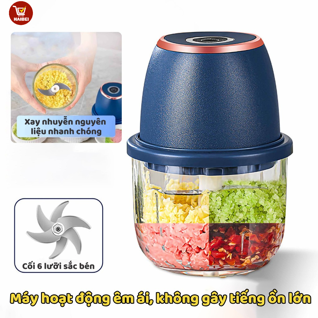  Máy xay tỏi và hạt tiêu cầm tay mini có lưỡi dao bằng thép không gỉ giúp xay nhanh và mạnh mẽ hành tây tỏi ớt hạt tiêu và gia vị 