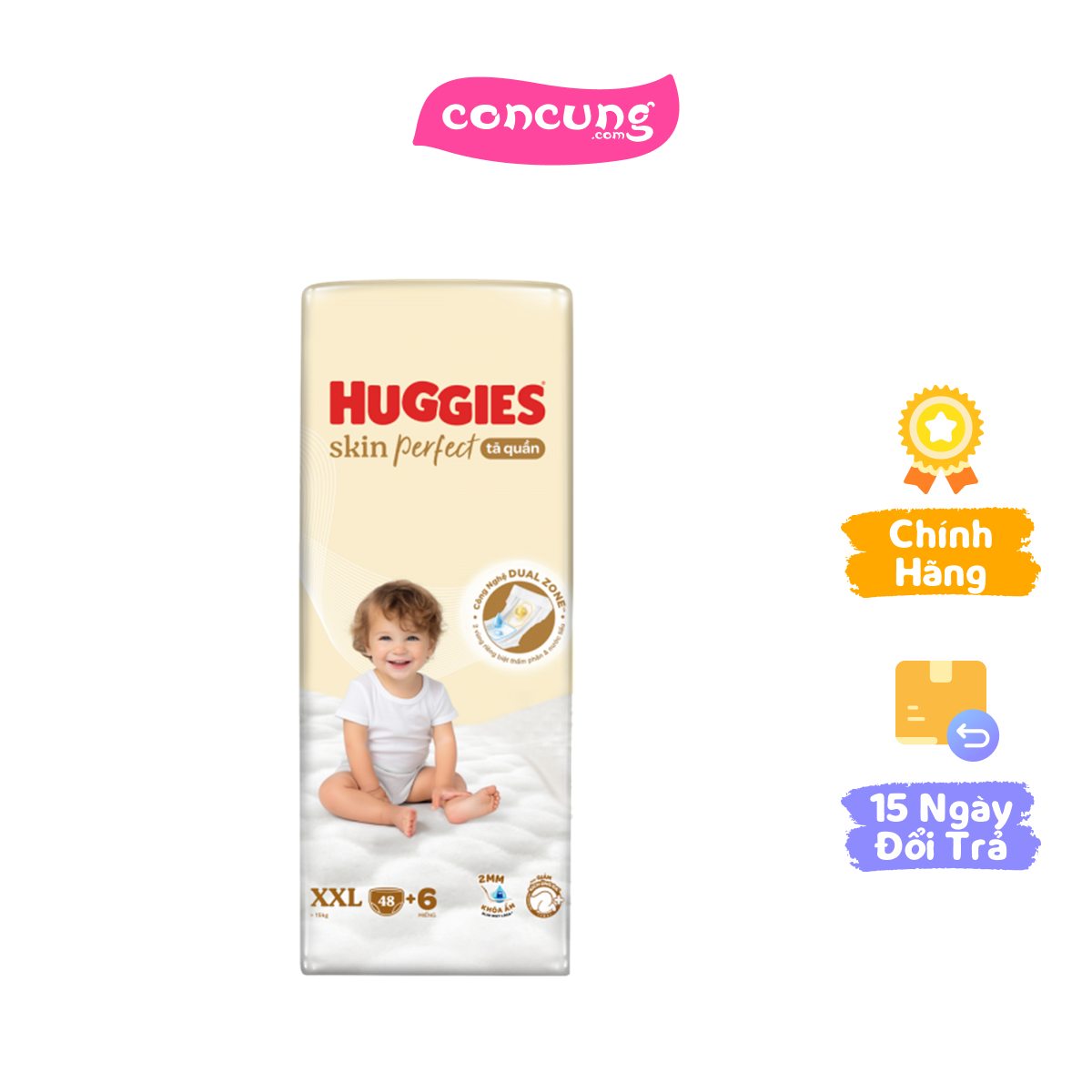 Tã quần Huggies SkinPerfect Pants (XXL >15kg 48+6 miếng)