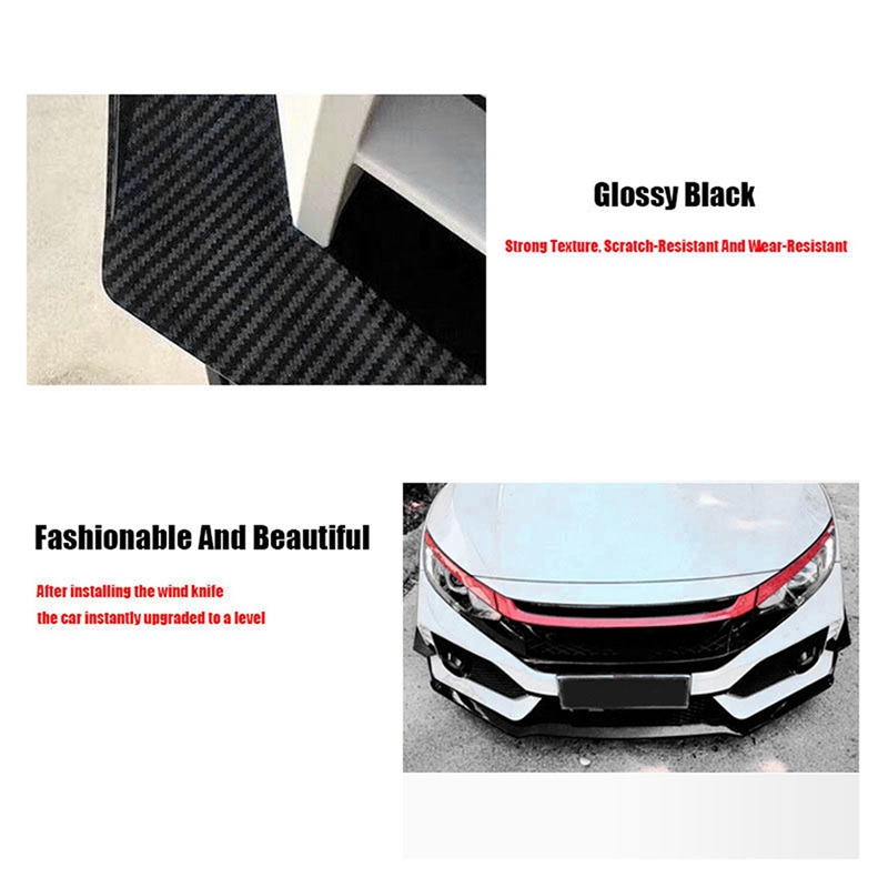Car Front Bumper Lip Fin Splitter Spoiler Canard Sticker for 10TH Type-R 2019-2021