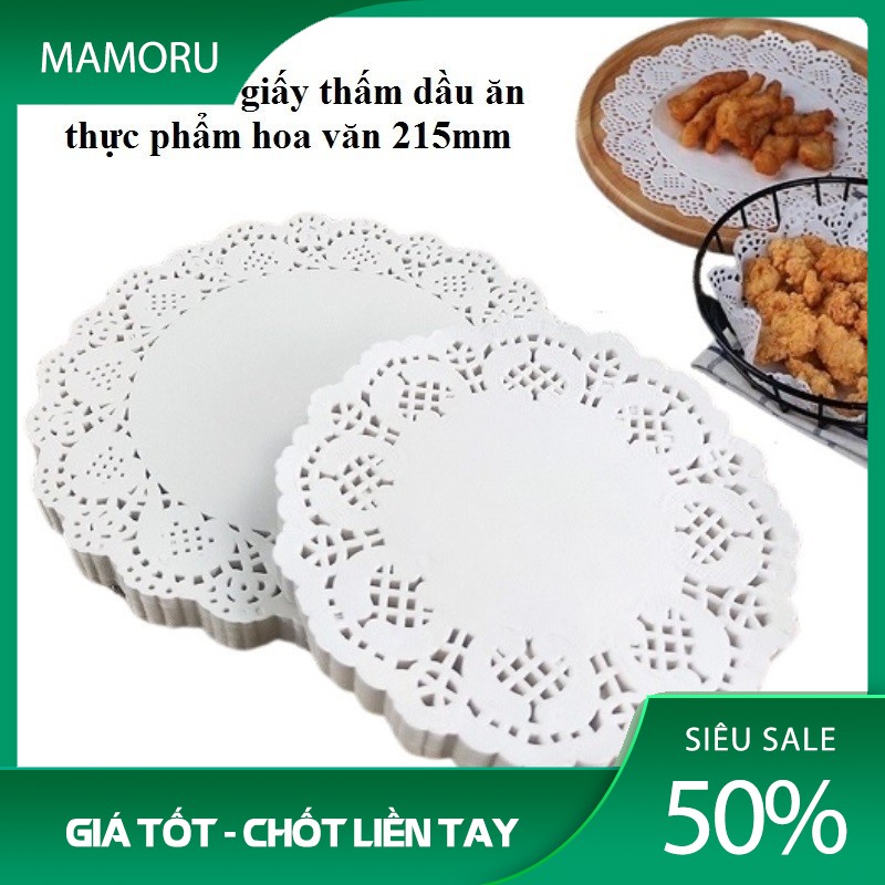 Set 140 tờ giấy thấm dầu ăn thực phẩm hoa văn 215mm. Sét 140 Tờ Giấy Hoa Văn Lót Đĩa Thấm Dầu Mỡ 21,5cm - MAMORU