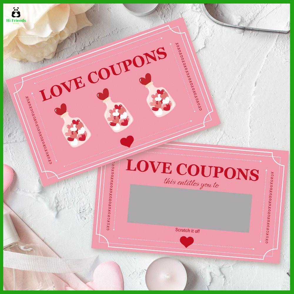 HI FRIENDS 30PCS Tương tác cặp đôi Thẻ cào ngày Valentine Tự làm Màu hồng Vé thưởng Lãng mạn Thẻ cào may mắn cho các trò chơi tiệc tùng