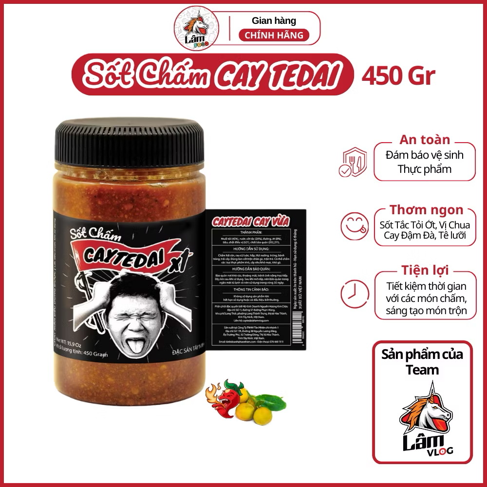 Sốt Chấm CayTeDai x1 CAY VỪA - Sốt Muối Chấm Lâm Vlog Cay Tê Dại