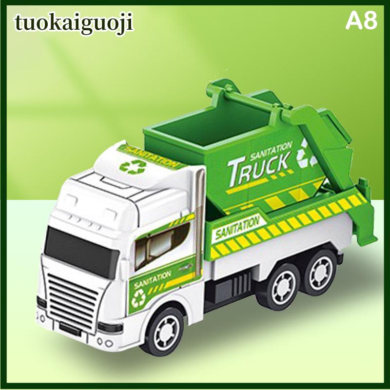 tuokaiguoji Trẻ em Đồ chơi xe hơi quán tính vệ sinh xe tải mô hình kéo trở lại kỹ thuật quân sự Xe chữa cháy động cơ bé trai đồ chơi cho trẻ em Quà tặng - 9