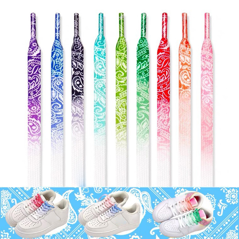1 cặp phẳng sáng tạo hợp thời trang Gradient dây giày hoa điều dây dây giày AF1 aj1 Macaron Sneakers dây giày Ins giày trắng nhỏ
