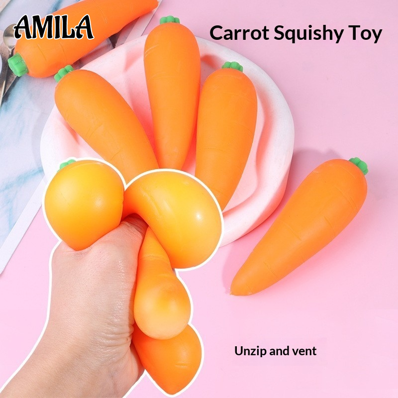 AMILA Carrot Squishy Stress Relief Toy for Relaxation and Fun - Soft TPR Sensory Play ราคา 23 บาท*ส่งฟรี