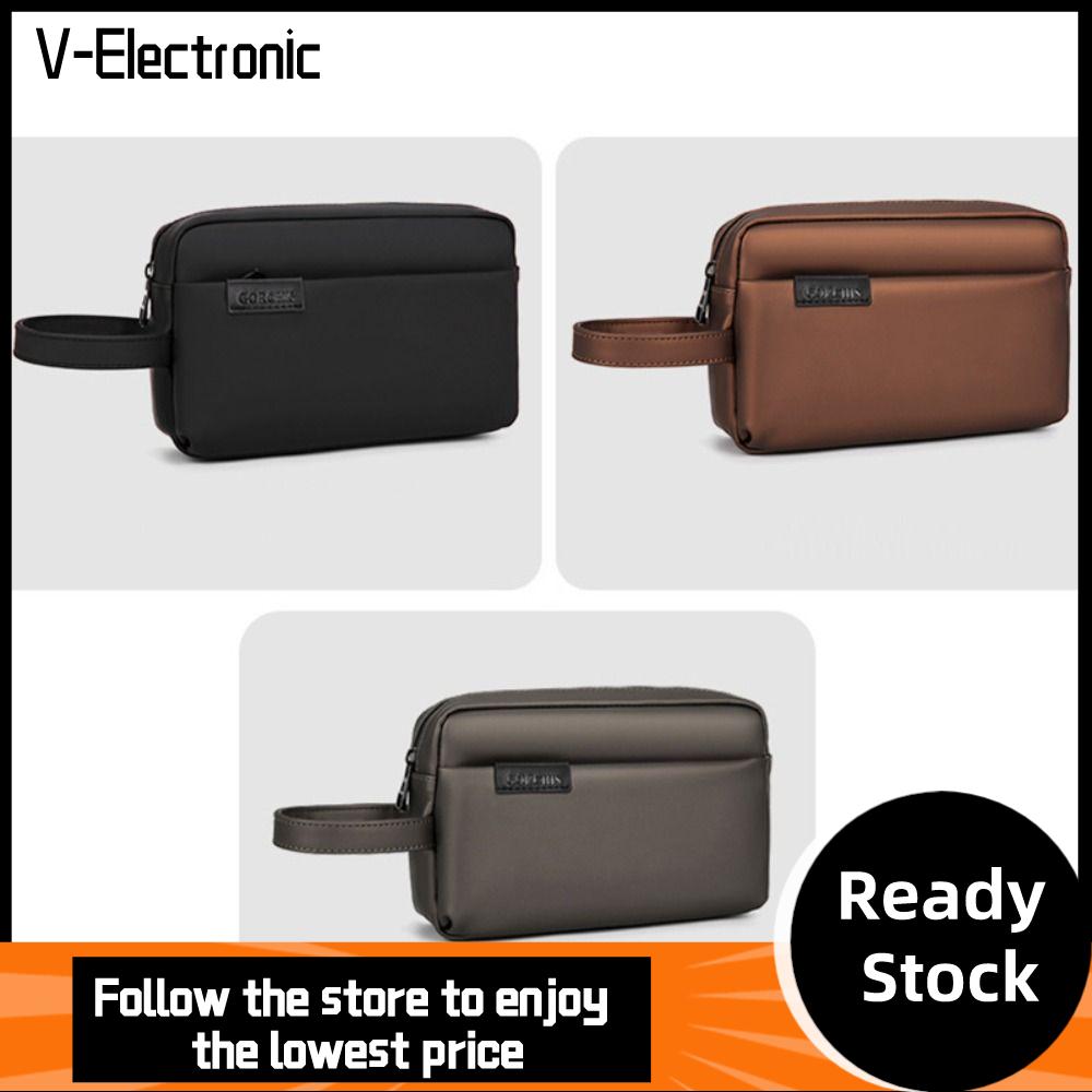 V-ELECTRONIC có dây đeo Túi cầm tay bằng da Nhiều lớp Đóng cửa bằng khóa  Túi xách nam Phong cách retro Đa năng Ví điện thoại Du lịch