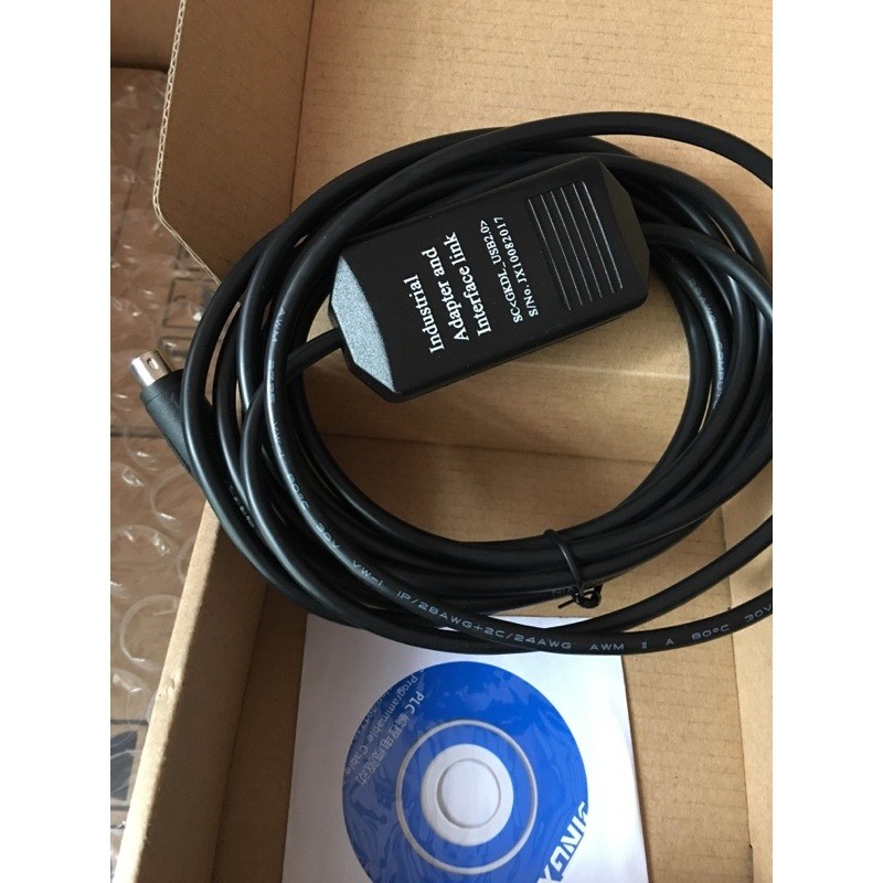 Cáp lập trình PLC Xinje USB-XC/XD, USB RS232 cổng tròn - Đen V1