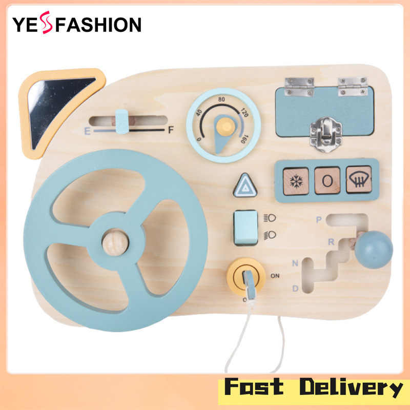 Yesfashion Busy Board Toy For Toddlers Wooden Steering Wheel Baby Busy Board Learning Activities Sensory Toys Gift For Boys And Girls ราคา 496 บาท*ส่งฟรี