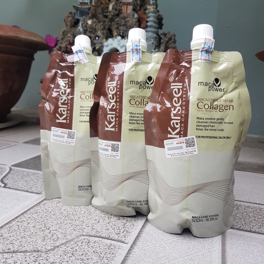 Kem hấp - ủ tóc karseell maca power collagen 500ml , phục hồi tóc hư tổn, hấp ủ siêu mềm mươt