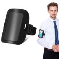 HABELYI MALL PU Leather Arm Badge Holder Adjustable Waterproof ID Armband Portable with Elastic Band Card Holder for Work Postcards