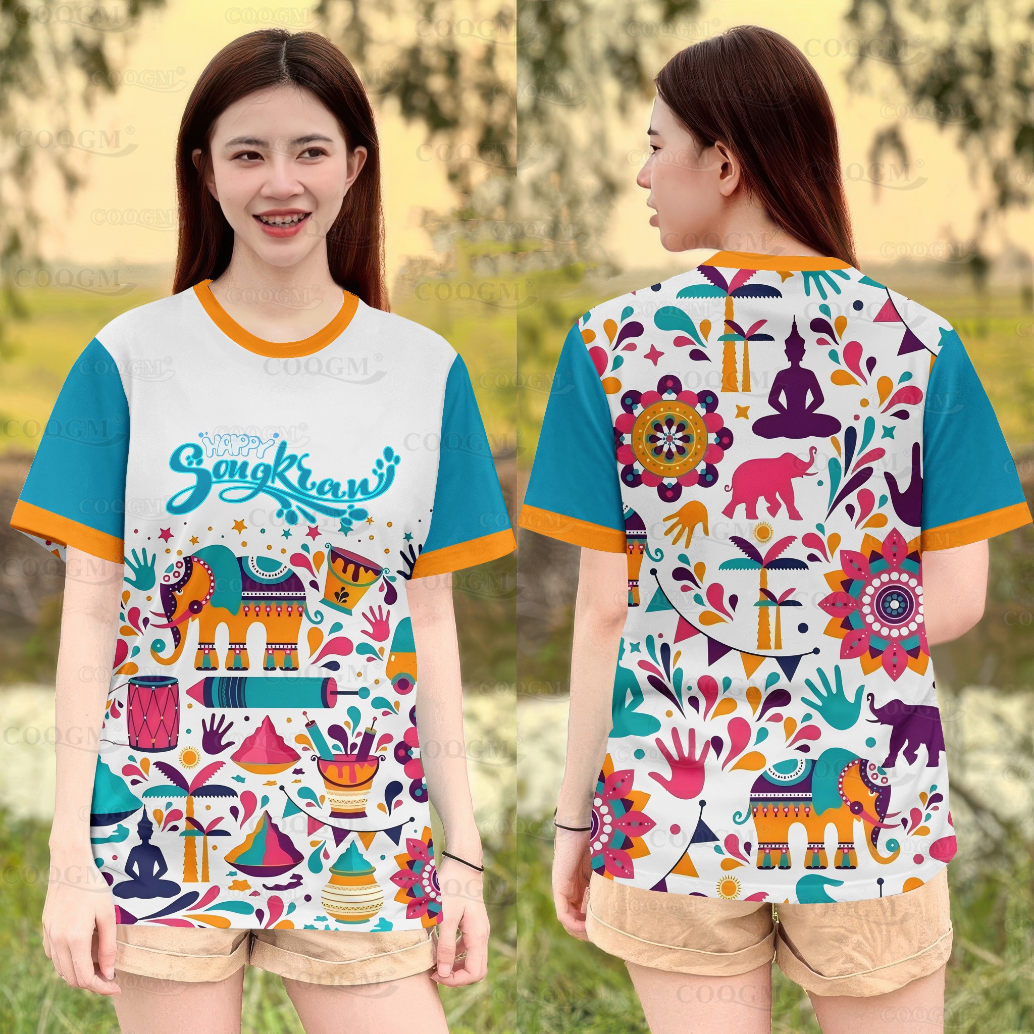SONGKRAN FESTIVAL-2568 เสื้อสงกรานต์ เสื้อกีฬาผู้ชาย ผู้หญิง ผ้าพิมพ์ลาย แขนสั้น ผ้านุ่ม เบา สบาย ใส่วิ่ง ไม่ร้อนรหัสสินค้า:11 ราคา  102 บาท*ส่งฟรี