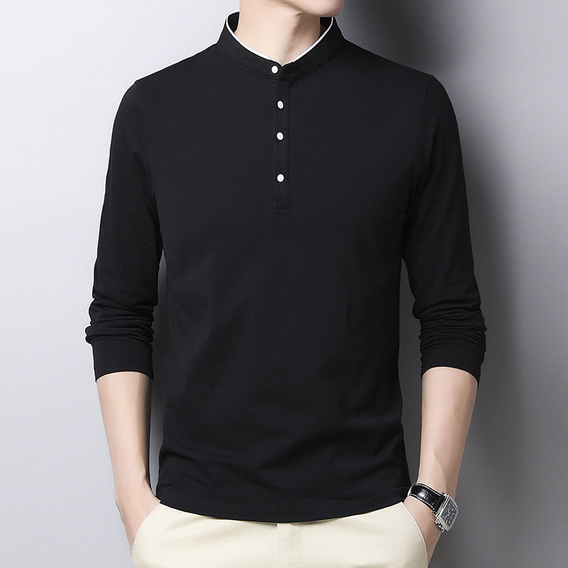 Men Long Sleeve Polo Collar T Shirt 