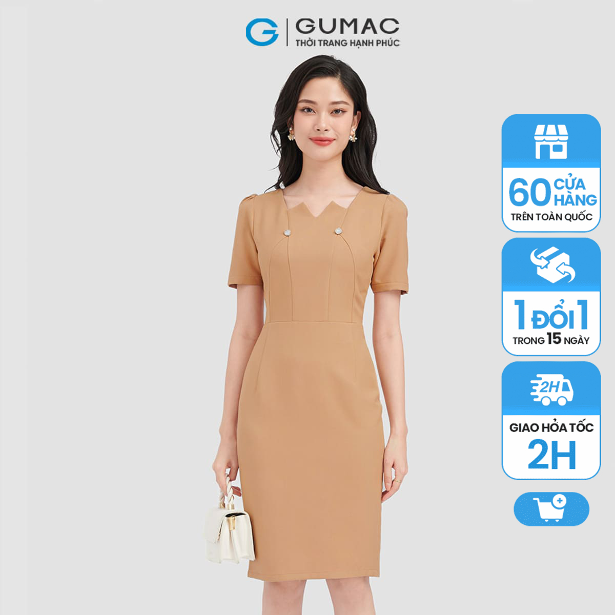Đầm ôm gumac, đầm rã cổ đính nút dc09063