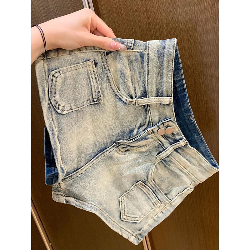 SPICYG Quần Đùi Gợi Cảm Nữ Quần Thun Nữ Ngắn Quần Jean Ngắn Eo Cao Quần Shotrt Nữ Quần Thun Nữ Ngắn Quần Jean Xà Cừ Ngố Quần Yếm Nữ Đi Chơi Retro Hot Girl Lưng Cao Quần Short Denim Nữ Mùa Hè Mới Thon Gọn Ống Rộng Quần Ống Rộng