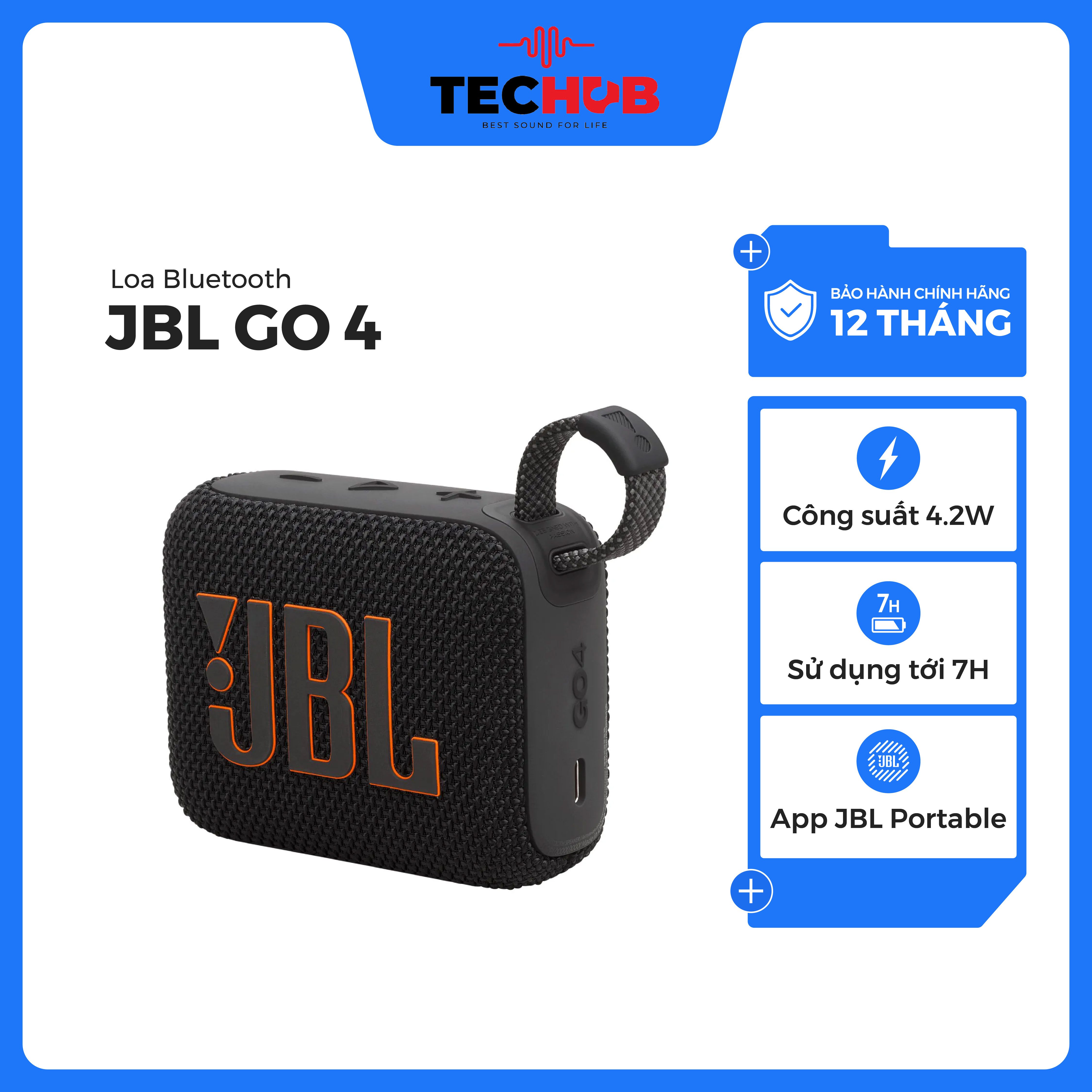 Loa Bluetooth JBL Go 4 Công Suất 4.2W Bluetooth 5.3 Chống Nước IP67 Điều Khiển Qua App Kết Nối Đa Loa AuraCast